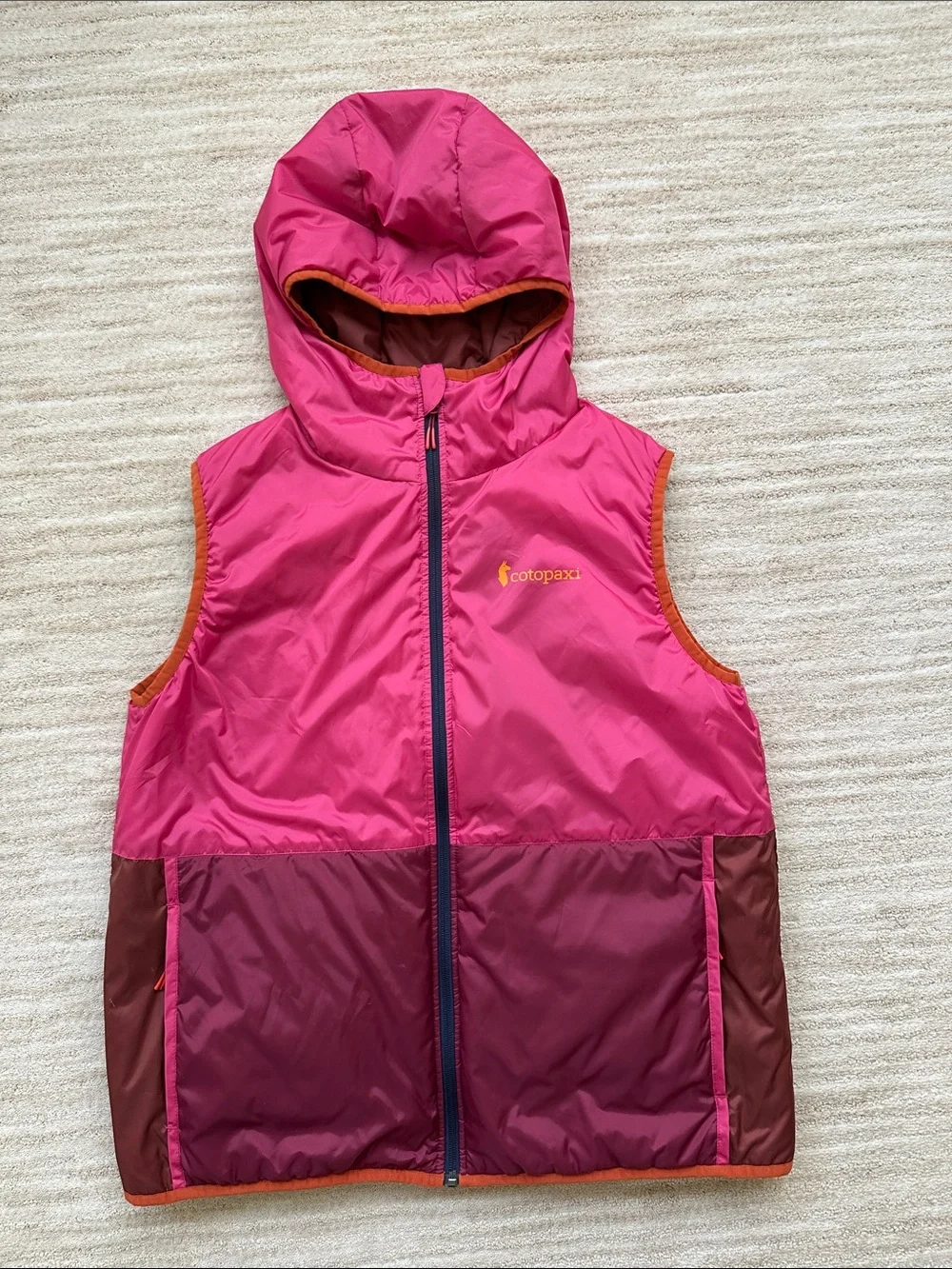 Like New Cotopaxi Teca Calido Hooded Vest Reversible Insulated Pink Brown Large